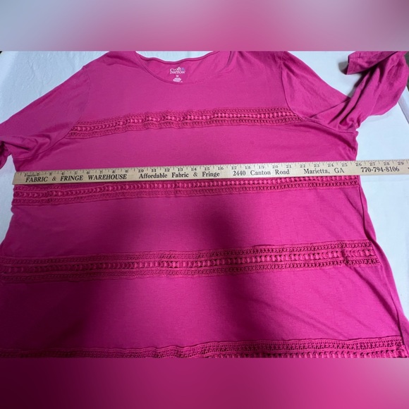 CROFT & BARROW MAGENTA PINK EMBELLISHED BLOUSE SIZE 3X-3/4 SLEEVE 
COTTON/ MODAL - Picture 5 of 7